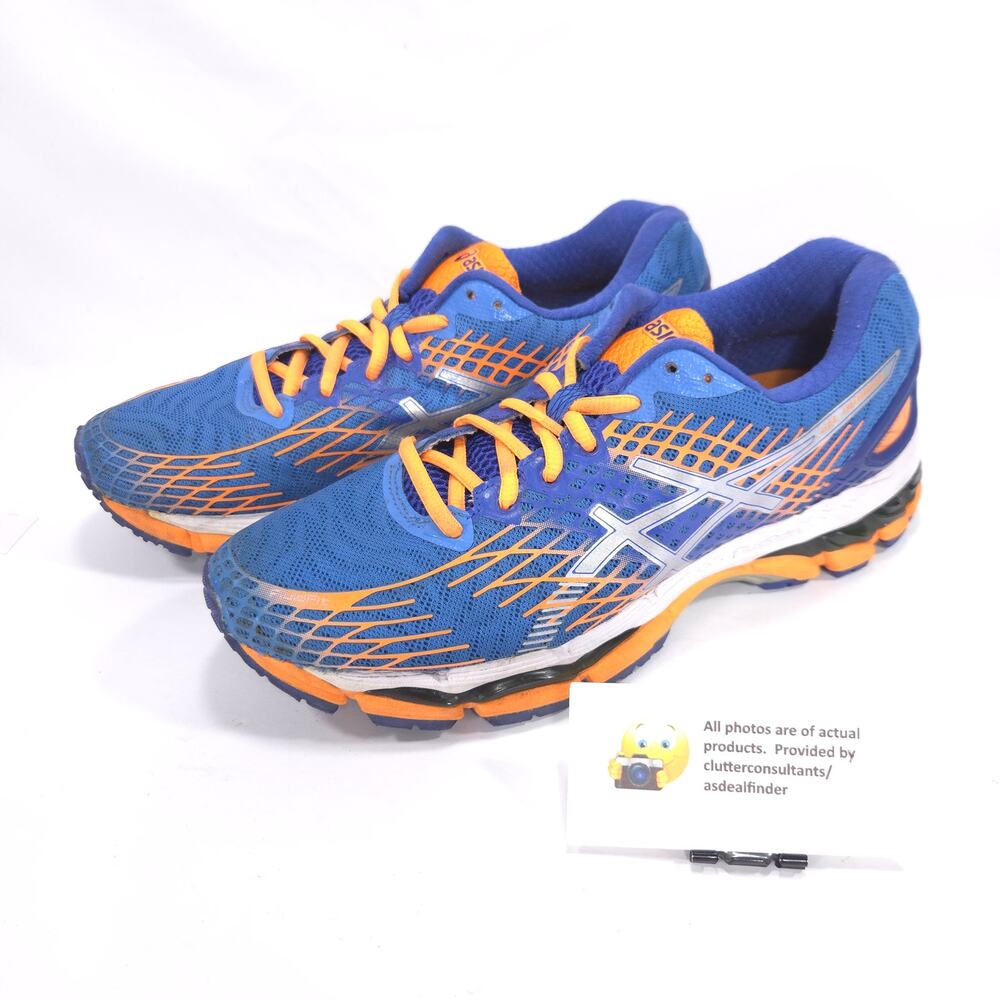 Asics Gel Nimbus 17 Athletic Running Shoe Womens Size 9 T557N Blue Orange